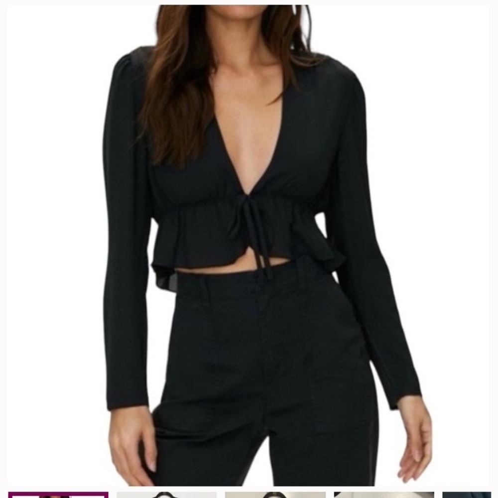 Aritzia Sunday Best Tie-Front Blouse in Black